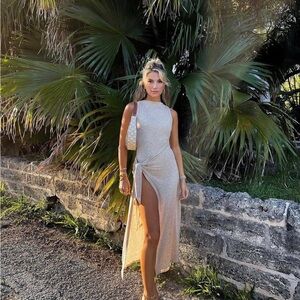 camila coelho poppy midi dress Apricot